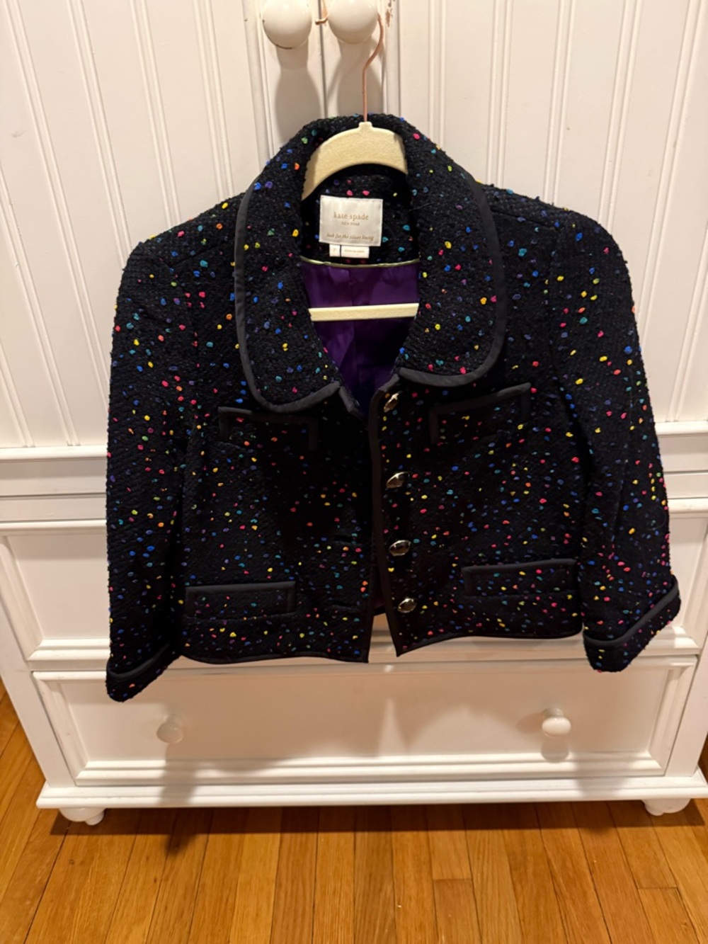 kate spade Black Tweed Blazer with Multicolor Speckle